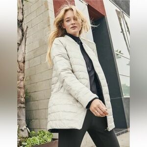 Athleta ReversaWarm Down Coat - Anthracite Grey/ Birch Grey